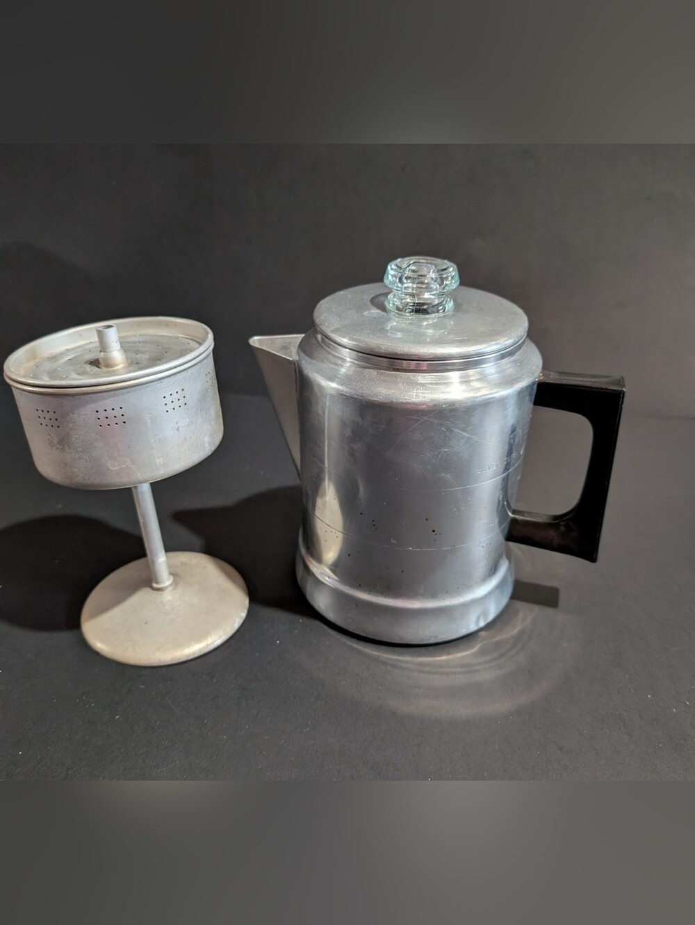 VTG Comet Aluminum Coffee Pot Percolator 7 Cup Insert Glass Knob Camping Stove
